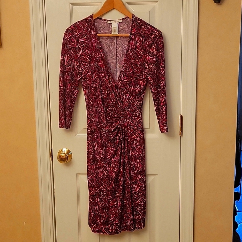 Laundry By Design Shelli Segal Purple FloralFaux Wrap Dress Size 4